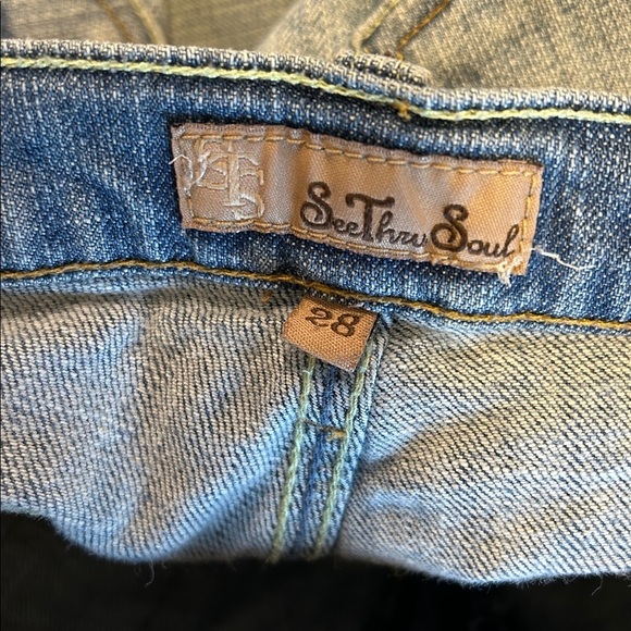 Vintage 90s See Thru Soul Y2K Ultra Low Rise Flare Jeans | Light Wash Denim | 28 - Picture 9 of 11